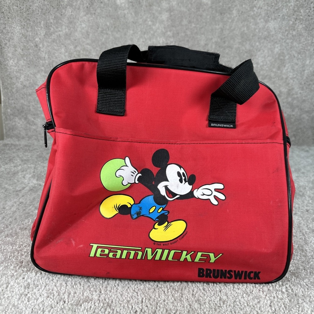 Disney Mickey Mouse Brunswick Team Mickey Vintage Bowling Bag Tote w/ Strap VTG